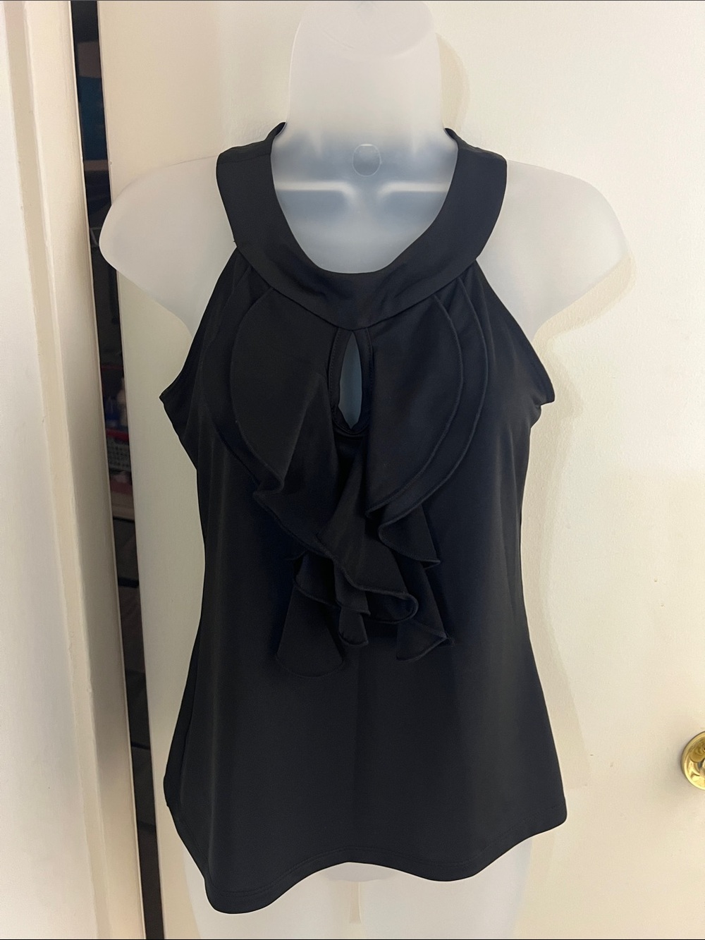 Women's Black Ruffle Halter Camisole